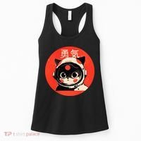 Space Cat Courage Japanese Retro Kawaii Cute Astronaut Cat Women's Tank Top thumb 0