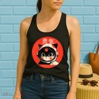 Space Cat Courage Japanese Retro Kawaii Cute Astronaut Cat Women's Tank Top thumb 2