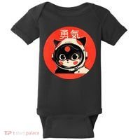 Space Cat Courage Japanese Retro Kawaii Cute Astronaut Cat Baby Bodysuit thumb 0
