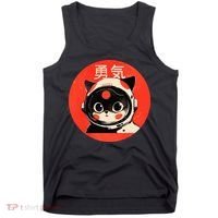 Space Cat Courage Japanese Retro Kawaii Cute Astronaut Cat Tank Top thumb 0