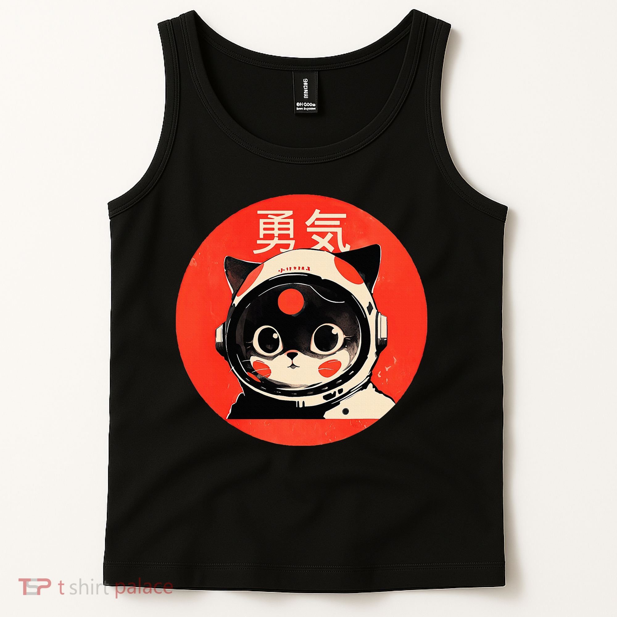 Space Cat Courage Japanese Retro Kawaii Cute Astronaut Cat Tank Top