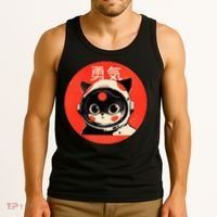 Space Cat Courage Japanese Retro Kawaii Cute Astronaut Cat Tank Top thumb 3