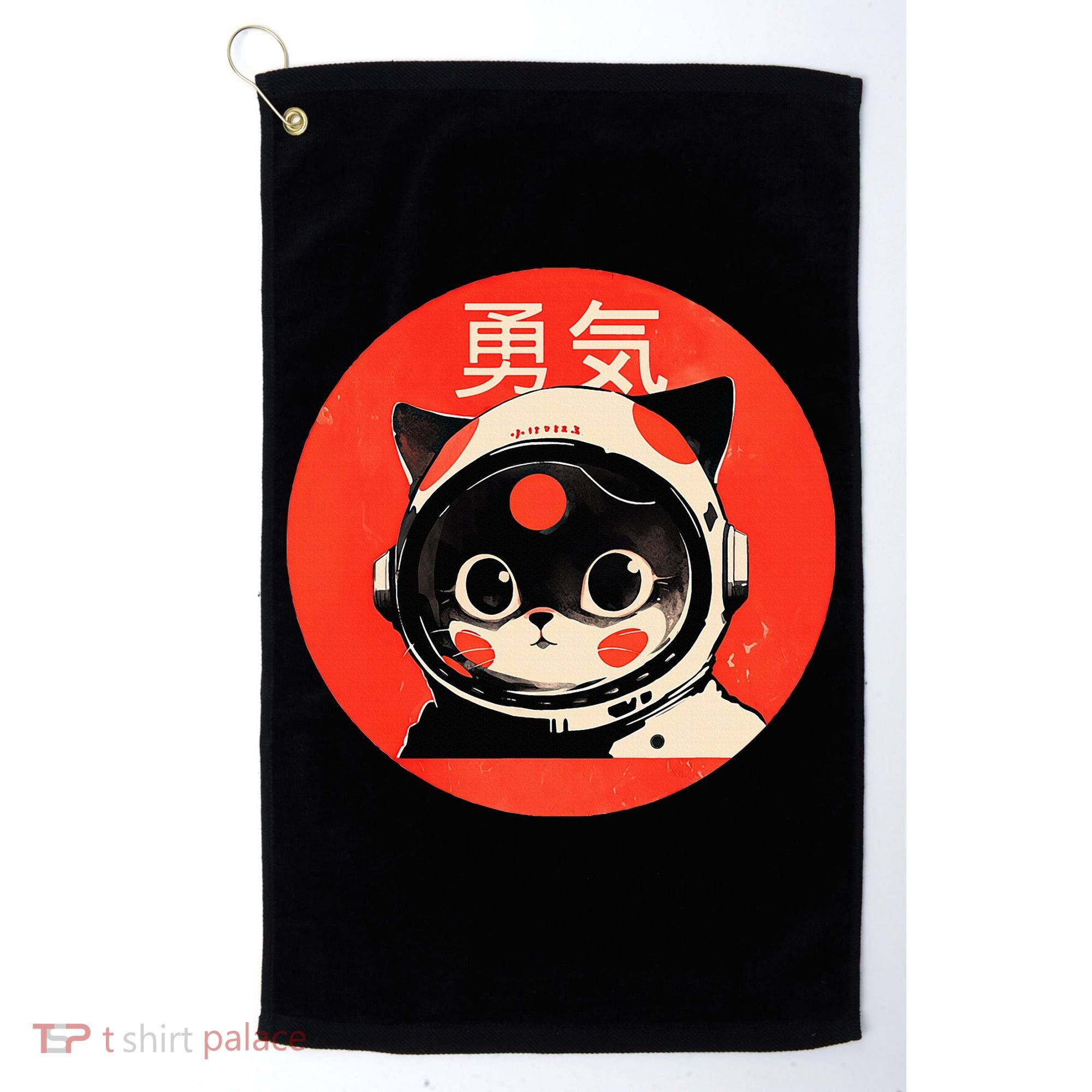 Space Cat Courage Japanese Retro Kawaii Cute Astronaut Cat Golf Towel