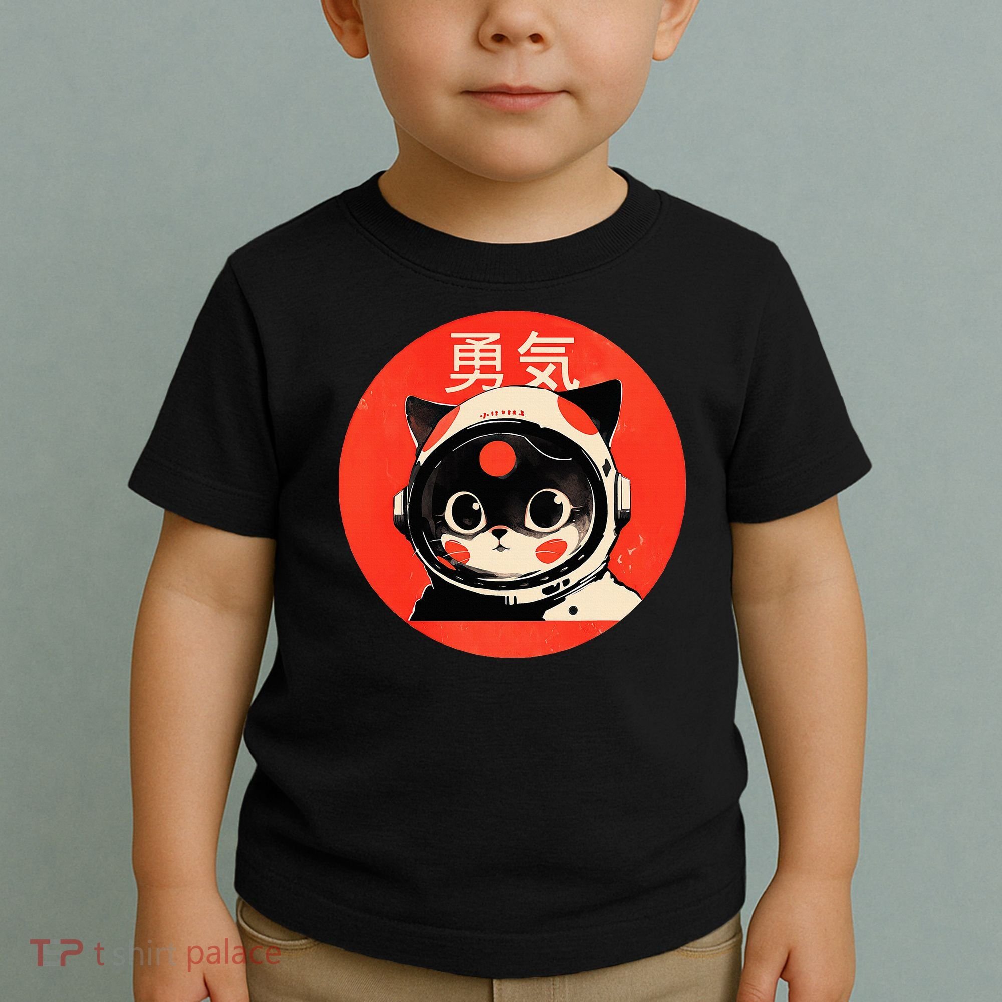 Space Cat Courage Japanese Retro Kawaii Cute Astronaut Cat Toddler T-Shirt