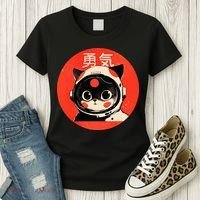 Space Cat Courage Japanese Retro Kawaii Cute Astronaut Cat Women's T-Shirt thumb 3