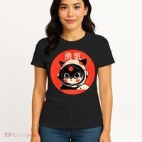 Space Cat Courage Japanese Retro Kawaii Cute Astronaut Cat Women's T-Shirt thumb 4