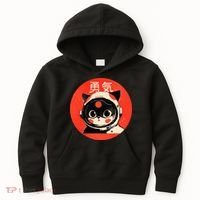 Space Cat Courage Japanese Retro Kawaii Cute Astronaut Cat Kids Hoodie thumb 0