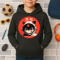 Space Cat Courage Japanese Retro Kawaii Cute Astronaut Cat Kids Hoodie thumb 2