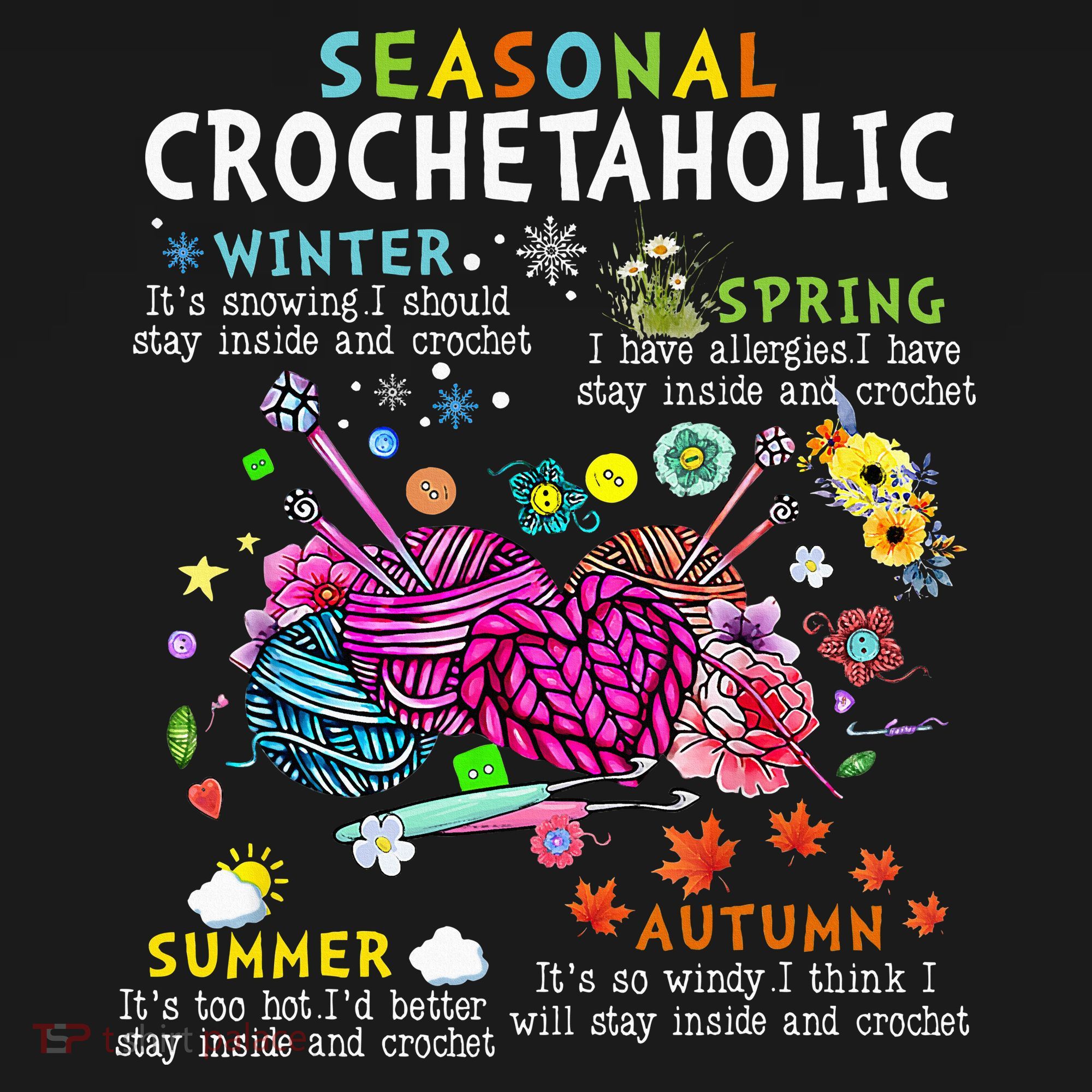 Seasonal Crochetaholic Crochet Crocheter Yarn Lover Kids Long Sleeve Shirt