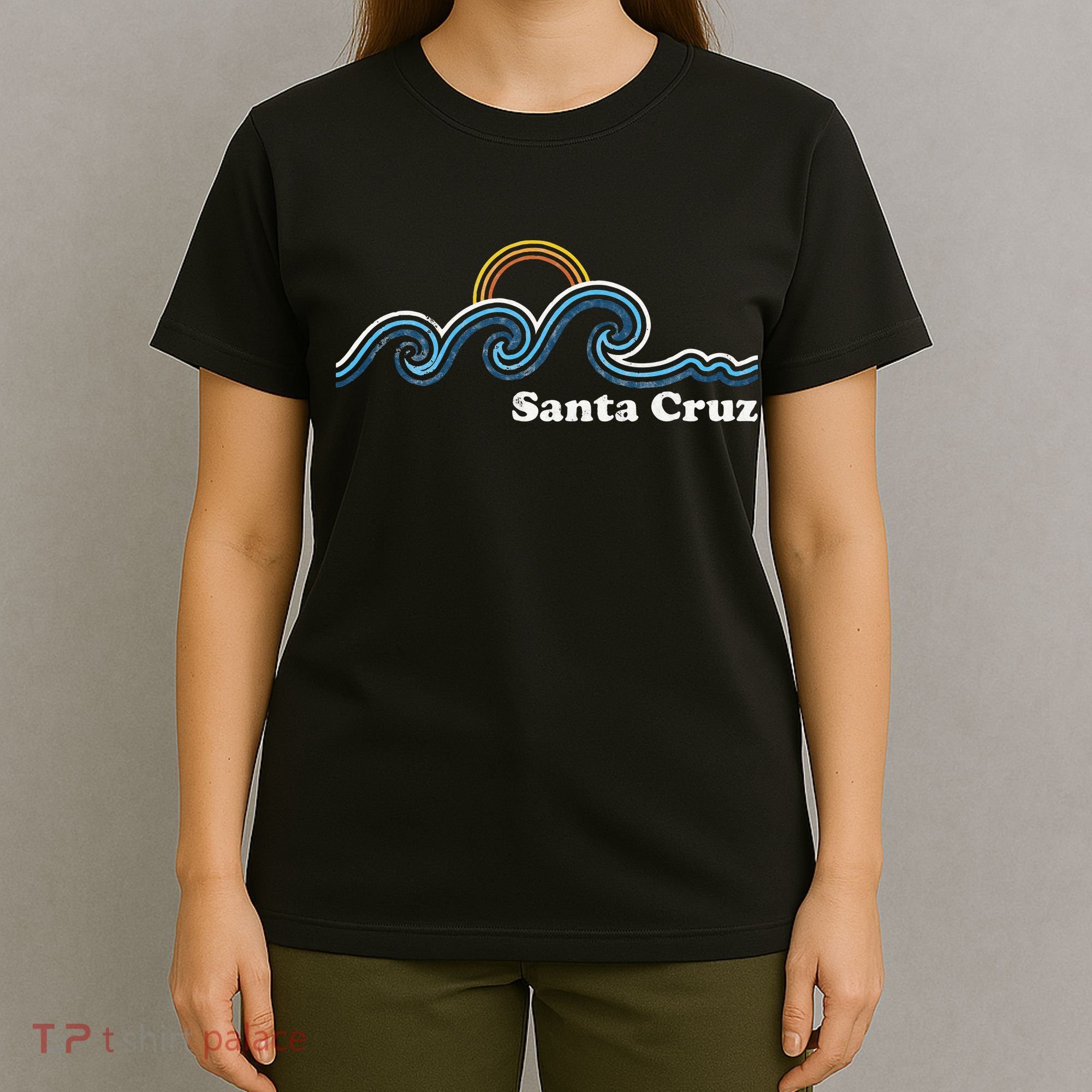 Santa Cruz California CA Sufing Waves Sunset Beach Vintage T-Shirt