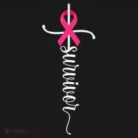 Survivor Christian Cross Warrior Pink Ribbon Breast Cancer Long Sleeve Shirt thumb 2