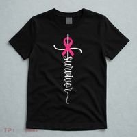 Survivor Christian Cross Warrior Pink Ribbon Breast Cancer T-Shirt thumb 5