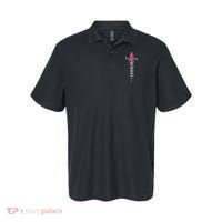 Survivor Christian Cross Warrior Pink Ribbon Breast Cancer Polo thumb 0
