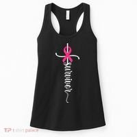 Survivor Christian Cross Warrior Pink Ribbon Breast Cancer Women's Tank Top thumb 0