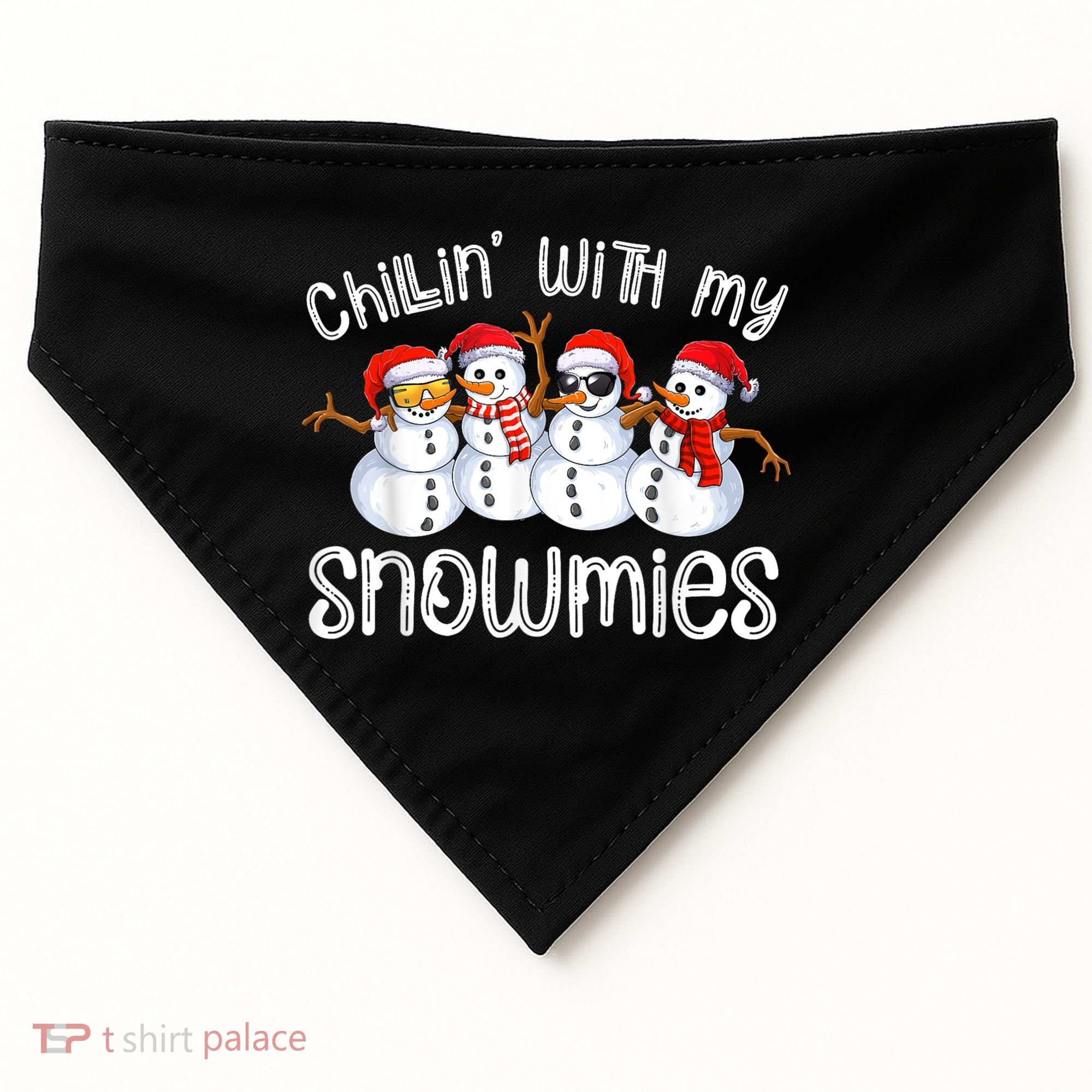 Snowman Christmas Chillin With My Snowmies Ugly Gift USA-Made Doggie Bandana