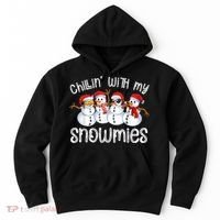 Snowman Christmas Chillin With My Snowmies Ugly Gift Hoodie thumb 0