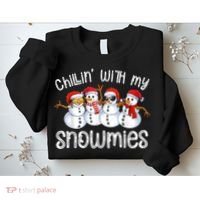 Snowman Christmas Chillin With My Snowmies Ugly Gift Sweatshirt thumb 2