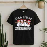 Snowman Christmas Chillin With My Snowmies Ugly Gift T-Shirt thumb 2