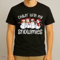 Snowman Christmas Chillin With My Snowmies Ugly Gift T-Shirt thumb 3
