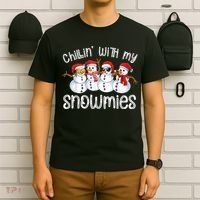 Snowman Christmas Chillin With My Snowmies Ugly Gift T-Shirt thumb 6