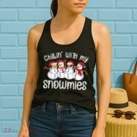 Snowman Christmas Chillin With My Snowmies Ugly Gift Women's Tank Top thumb 2