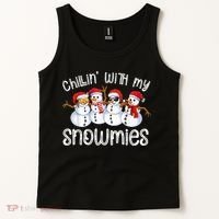 Snowman Christmas Chillin With My Snowmies Ugly Gift Tank Top thumb 2