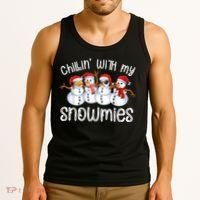 Snowman Christmas Chillin With My Snowmies Ugly Gift Tank Top thumb 3