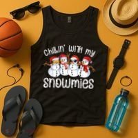 Snowman Christmas Chillin With My Snowmies Ugly Gift Tank Top thumb 4