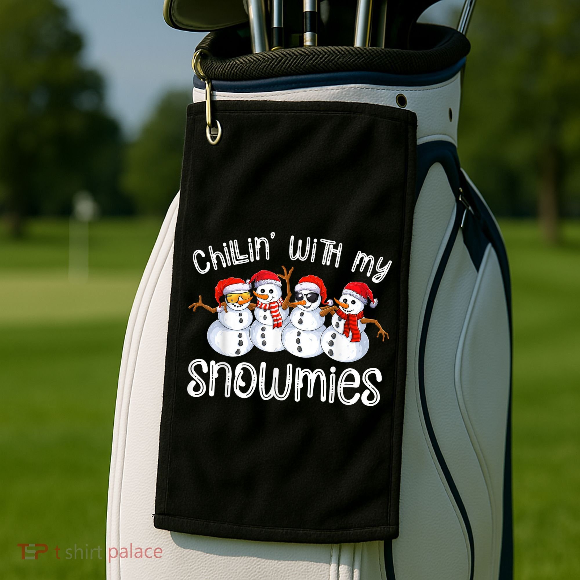 Snowman Christmas Chillin With My Snowmies Ugly Gift Golf Towel