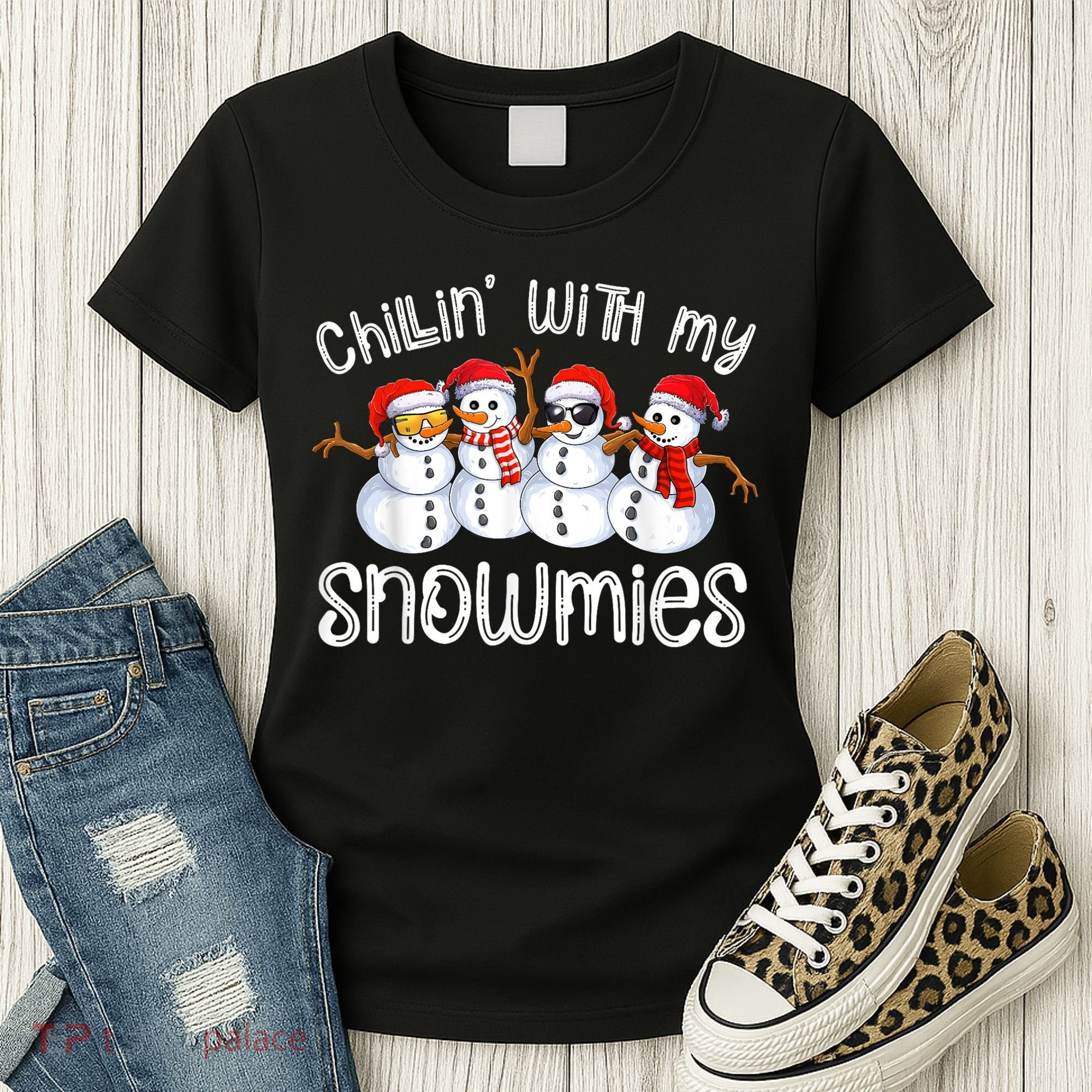 Snowman Christmas Chillin With My Snowmies Ugly Gift Women's T-Shirt