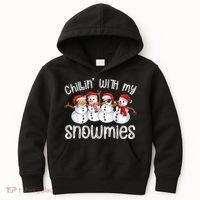 Snowman Christmas Chillin With My Snowmies Ugly Gift Kids Hoodie thumb 0