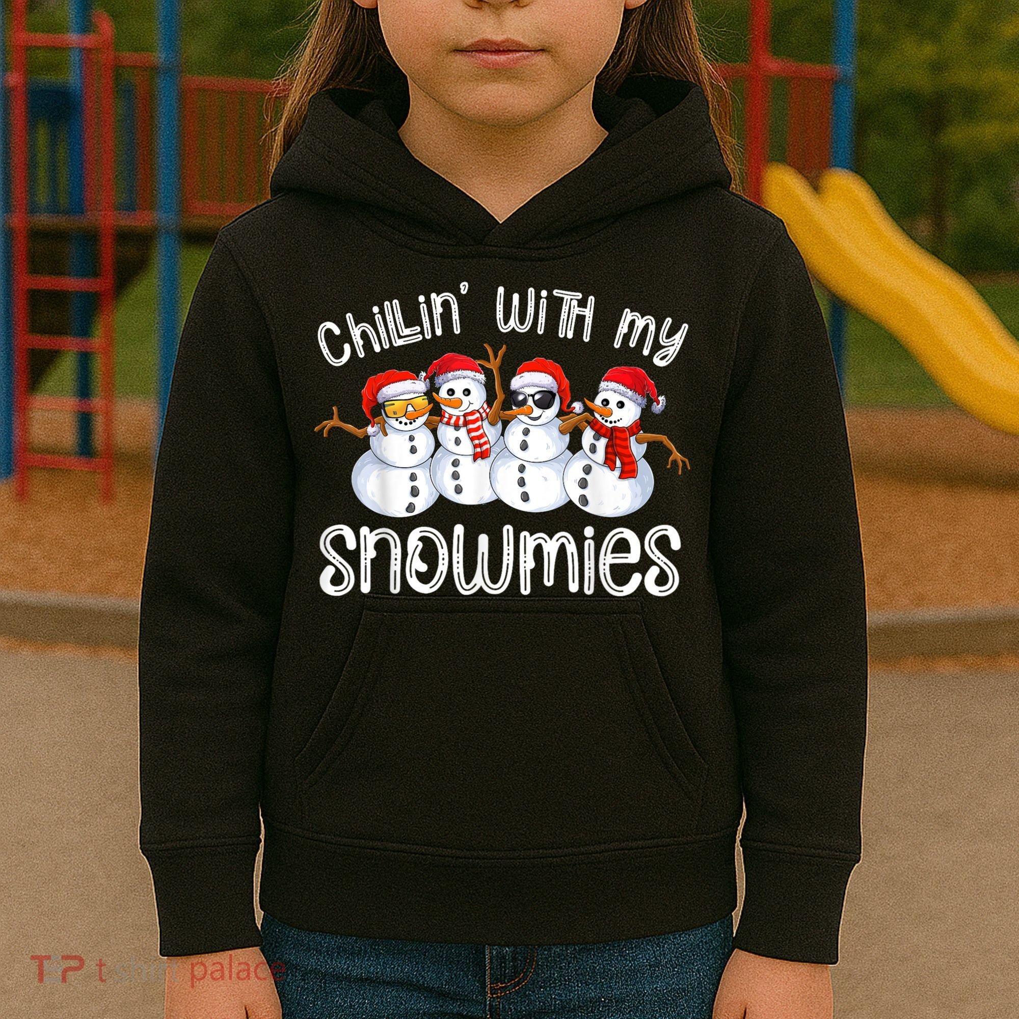 Snowman Christmas Chillin With My Snowmies Ugly Gift Kids Hoodie