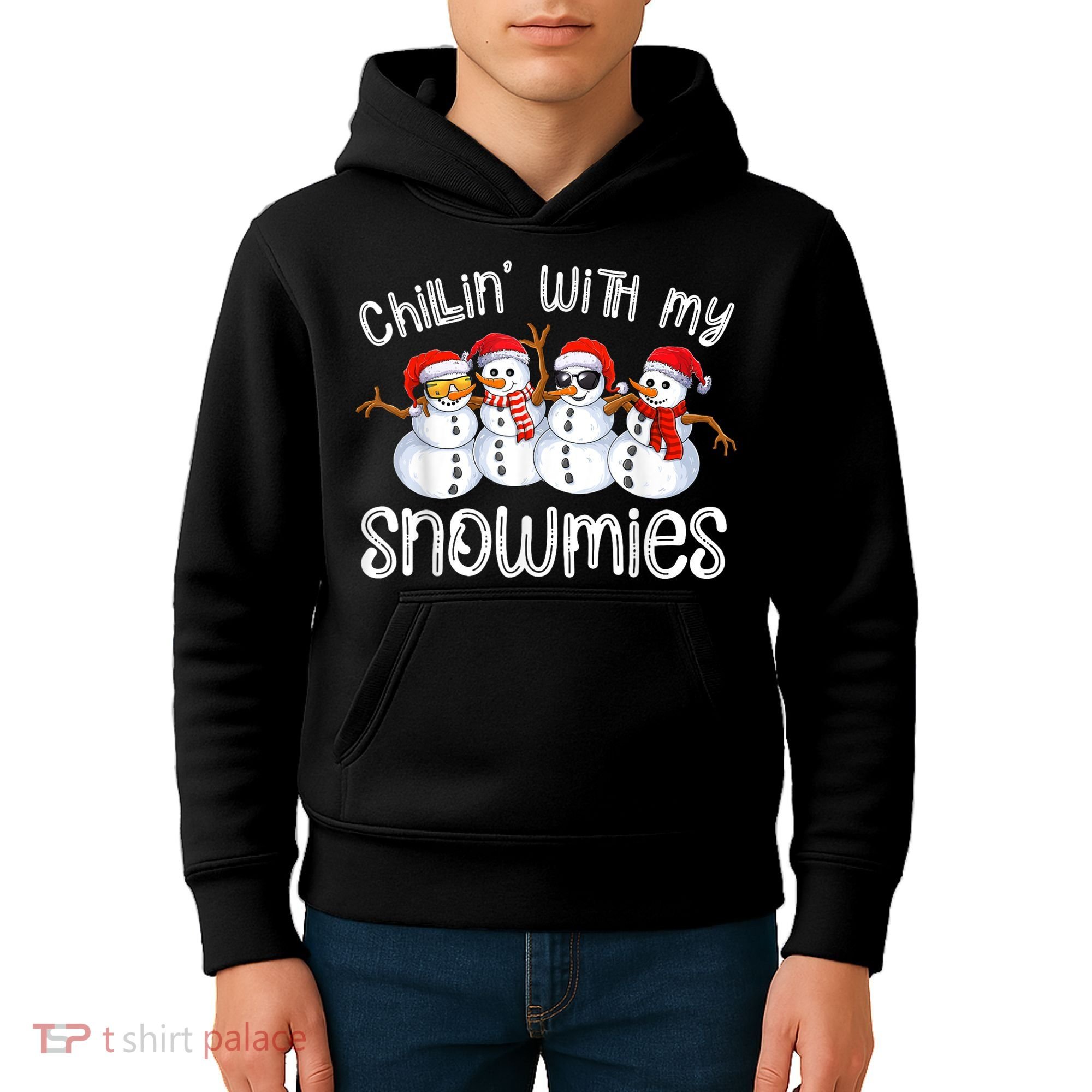 Snowman Christmas Chillin With My Snowmies Ugly Gift Kids Hoodie