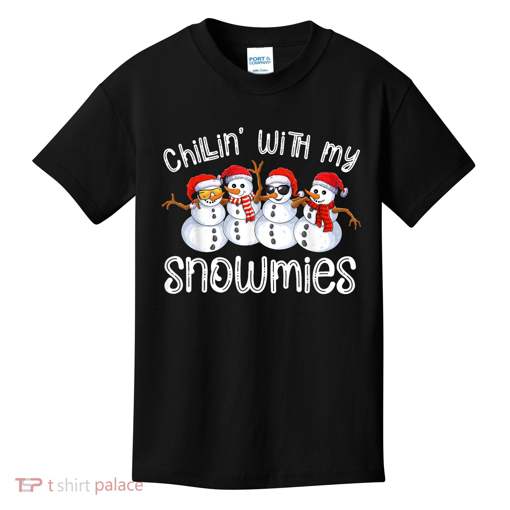 Snowman Christmas Chillin With My Snowmies Ugly Gift Kids T-Shirt