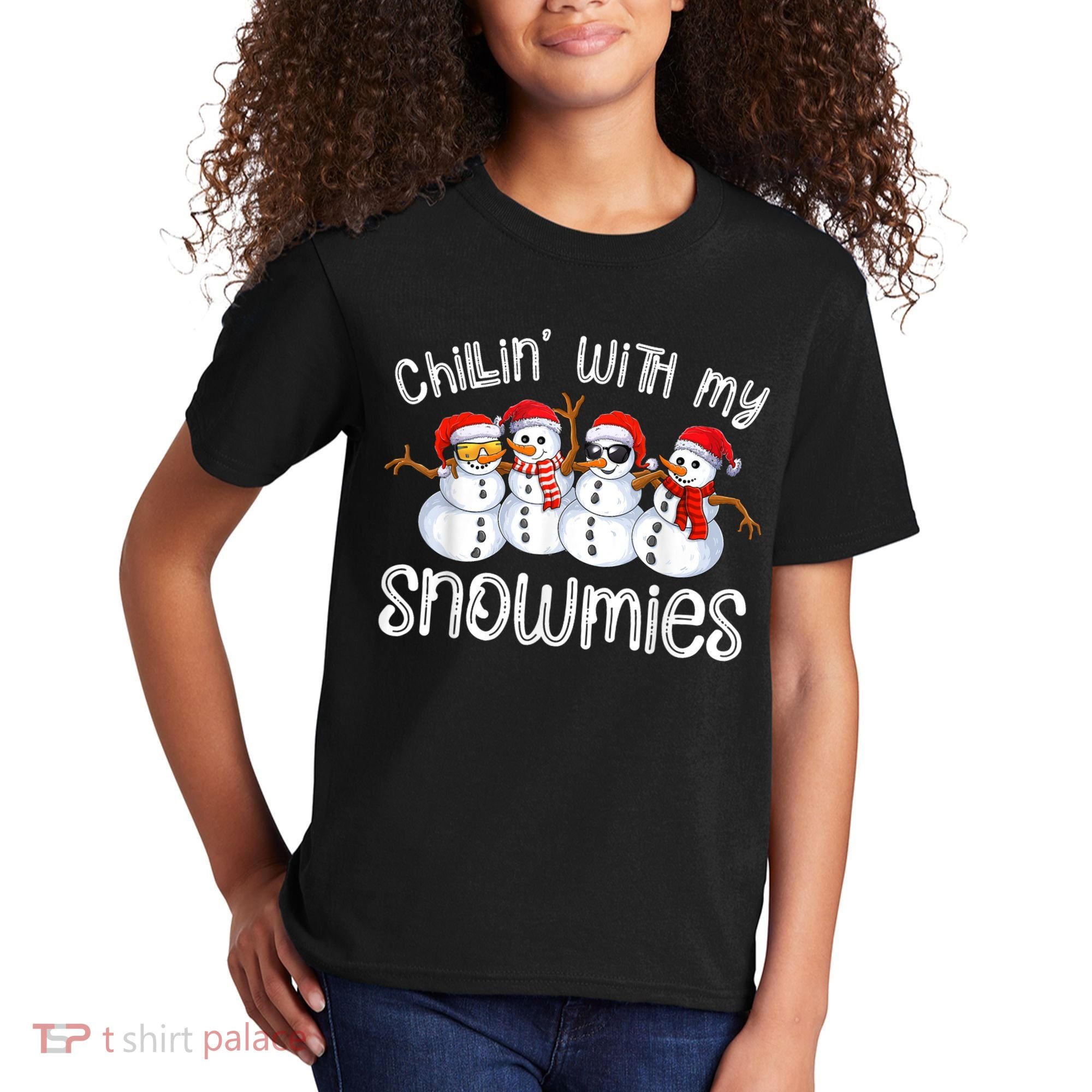 Snowman Christmas Chillin With My Snowmies Ugly Gift Kids T-Shirt