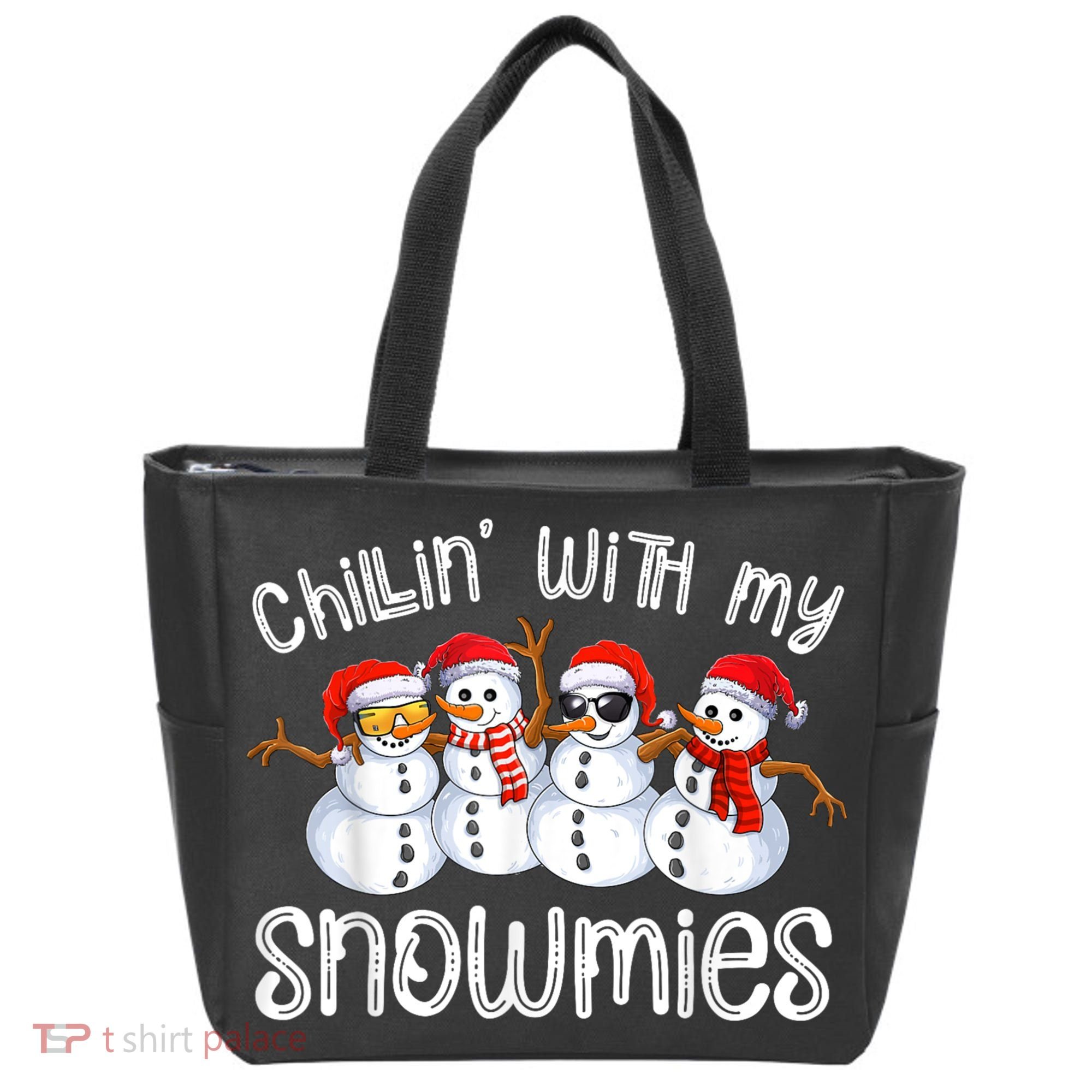 Snowman Christmas Chillin With My Snowmies Ugly Gift Tote Bag
