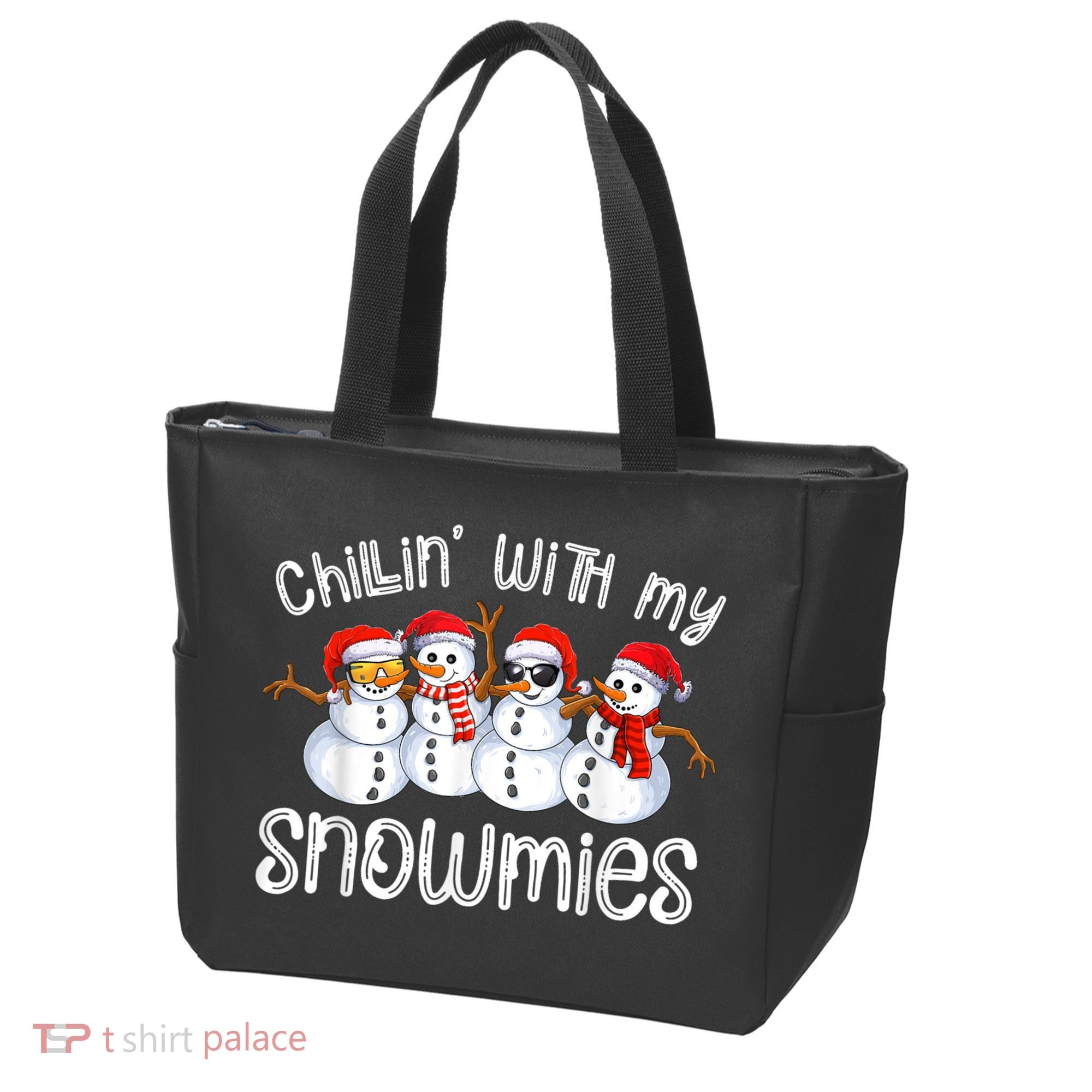 Snowman Christmas Chillin With My Snowmies Ugly Gift Tote Bag