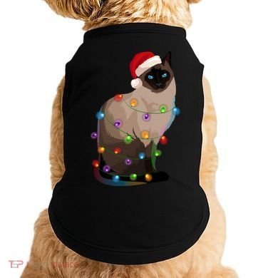 Siamese Cat Christmas Lights Xmas Cat Lover Great Gift Doggie Tank