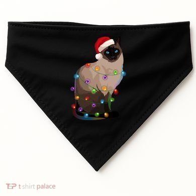 Siamese Cat Christmas Lights Xmas Cat Lover Great Gift USA-Made Doggie Bandana