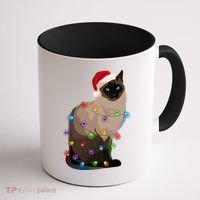 Siamese Cat Christmas Lights Xmas Cat Lover Great Gift Coffee Mug thumb 1