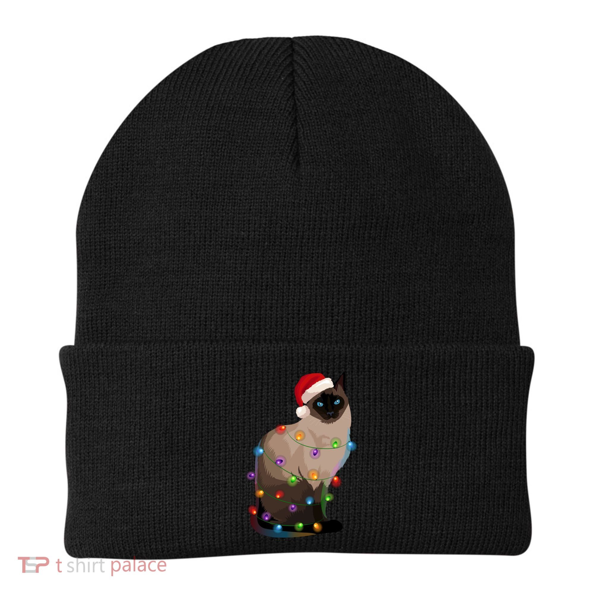 Siamese Cat Christmas Lights Xmas Cat Lover Great Gift Beanie