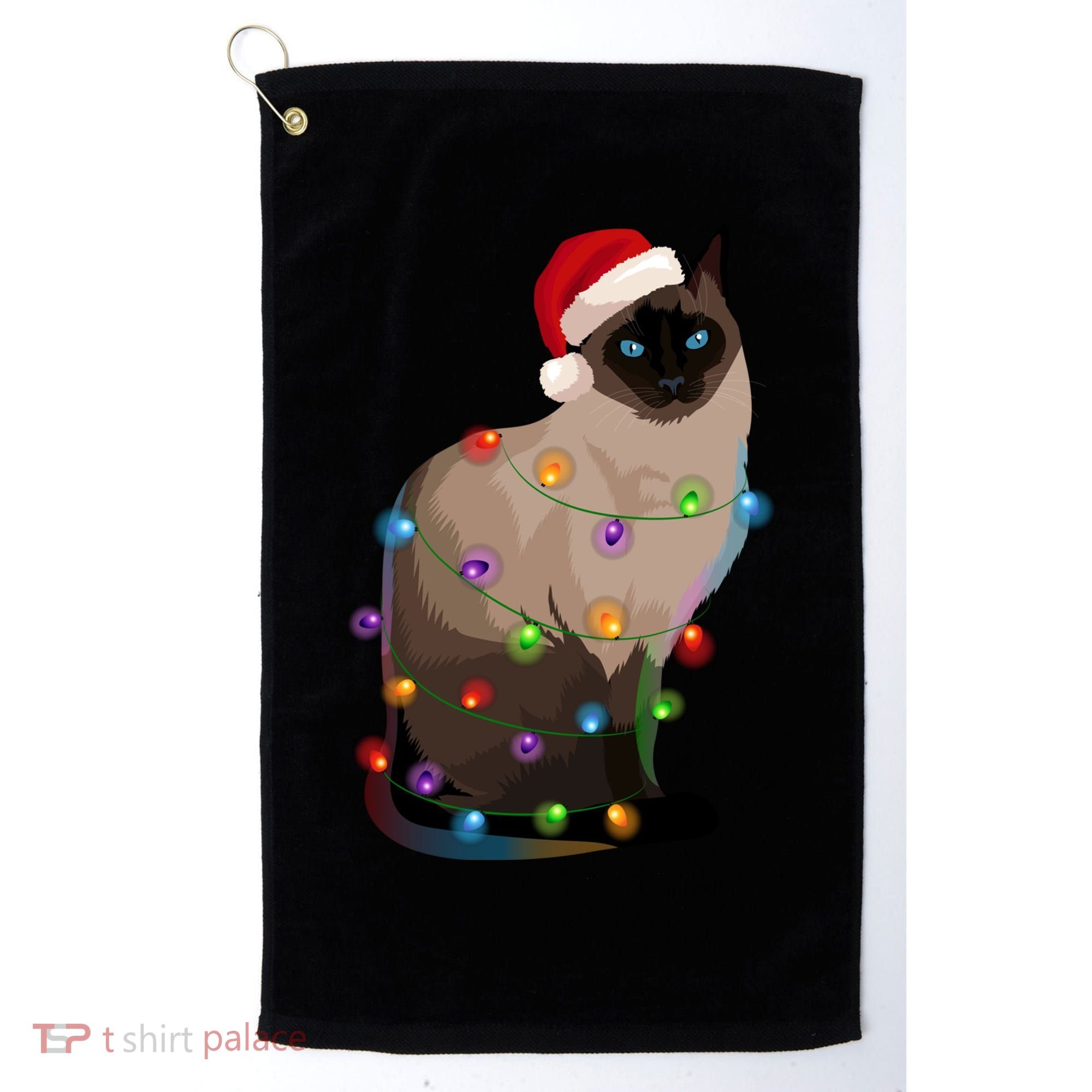 Siamese Cat Christmas Lights Xmas Cat Lover Great Gift Golf Towel