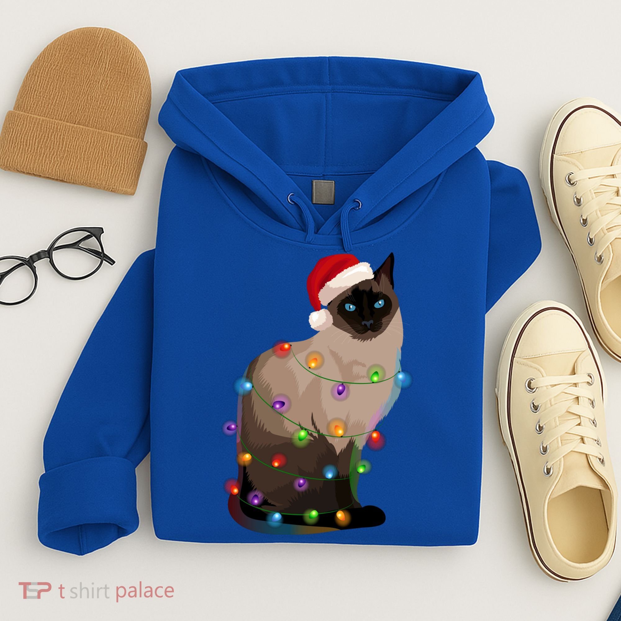 Siamese Cat Christmas Lights Xmas Cat Lover Great Gift Hoodie
