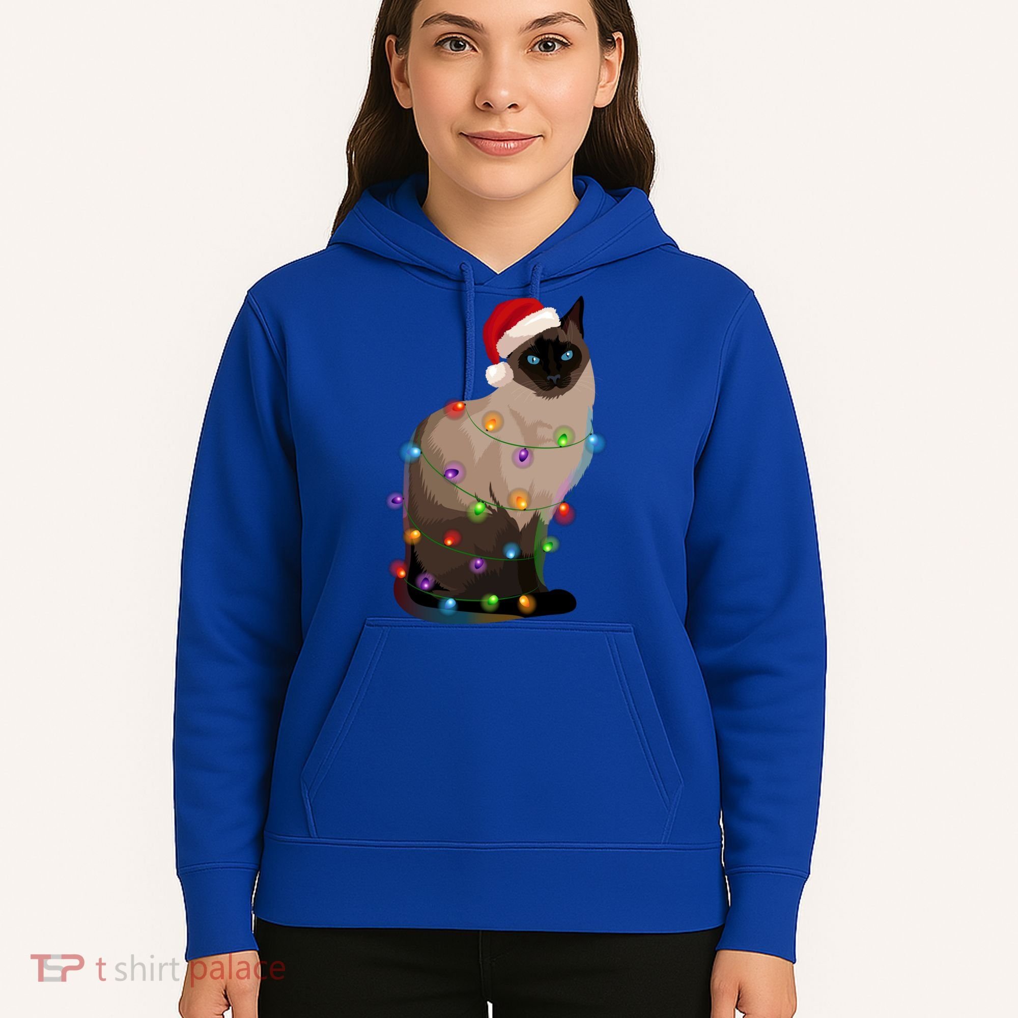 Siamese Cat Christmas Lights Xmas Cat Lover Great Gift Hoodie