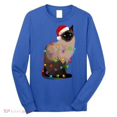 Siamese Cat Christmas Lights Xmas Cat Lover Great Gift Long Sleeve Shirt