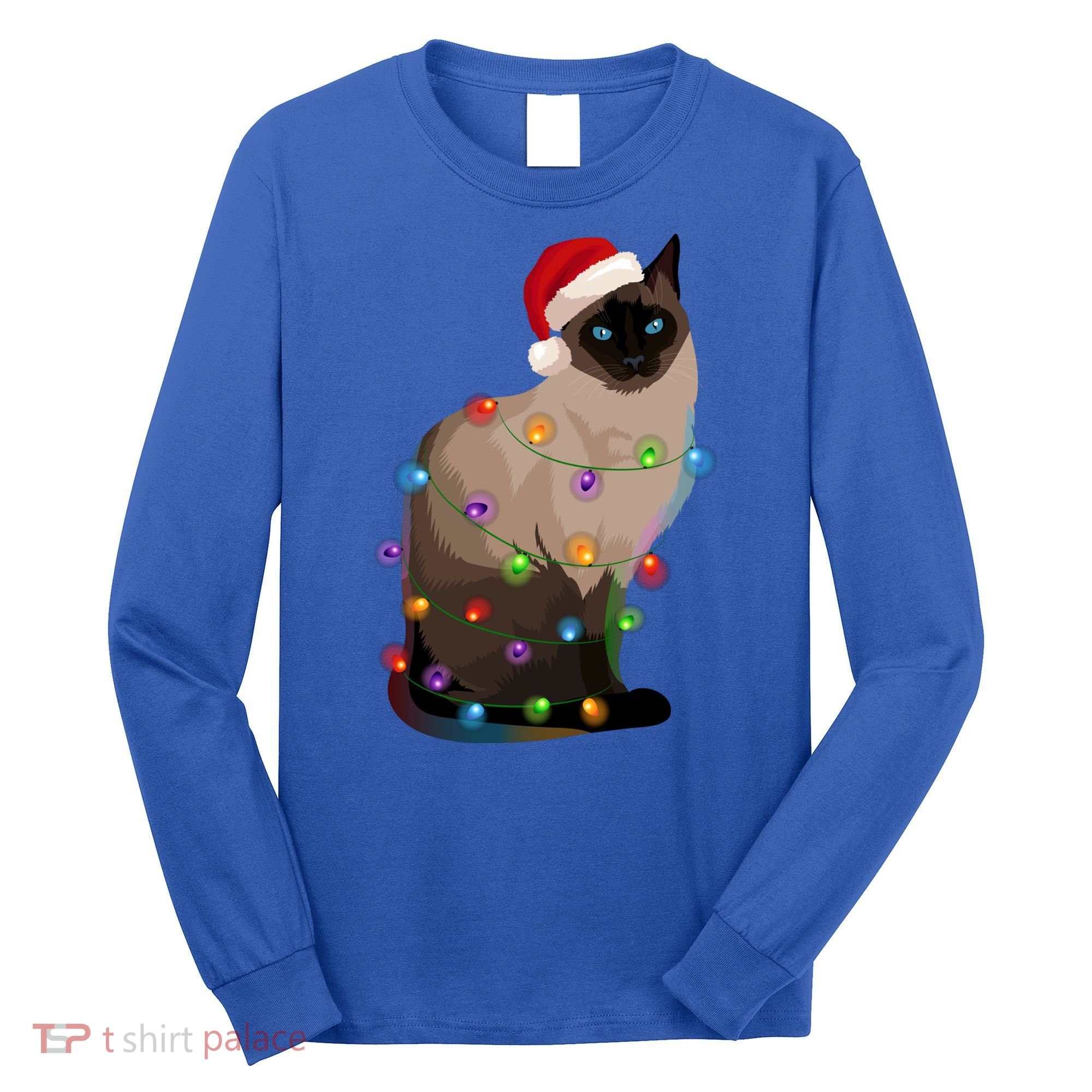 Siamese Cat Christmas Lights Xmas Cat Lover Great Gift Long Sleeve Shirt