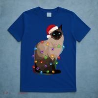 Siamese Cat Christmas Lights Xmas Cat Lover Great Gift T-Shirt thumb 5