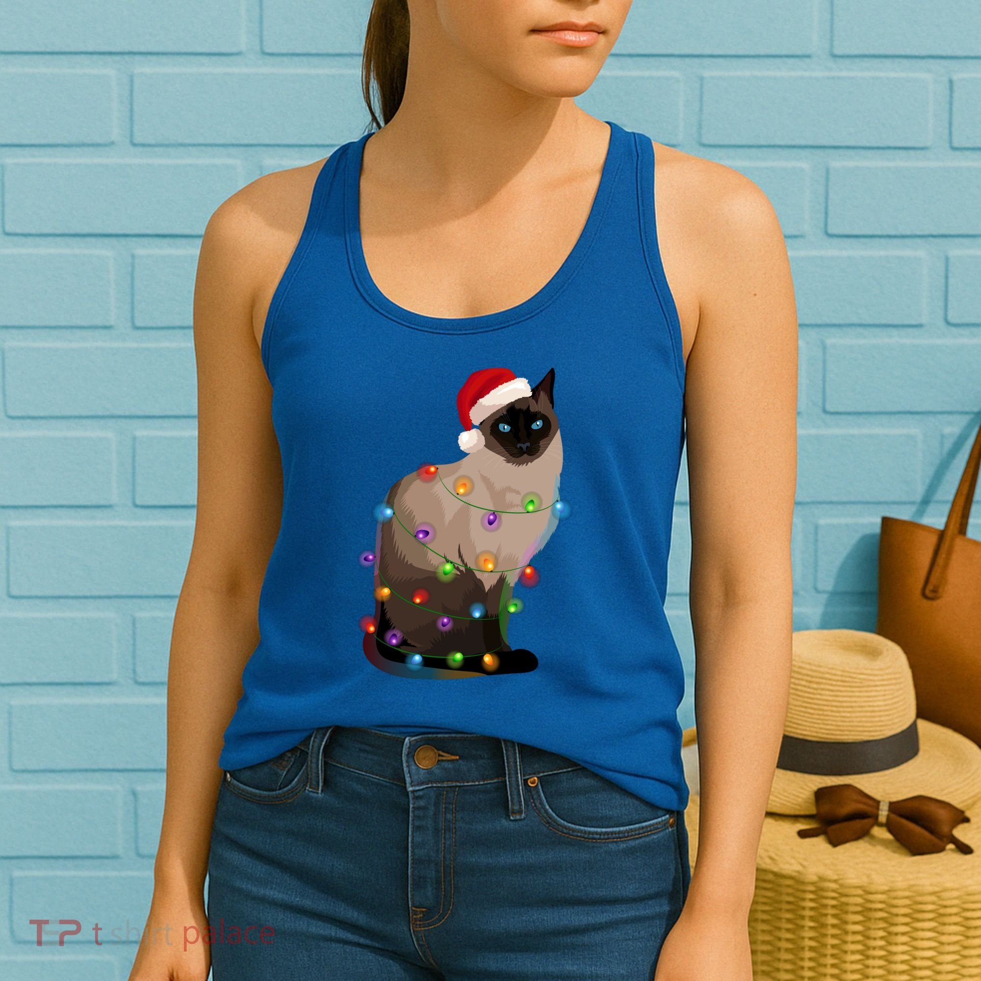 Siamese Cat Christmas Lights Xmas Cat Lover Great Gift Women's Tank Top