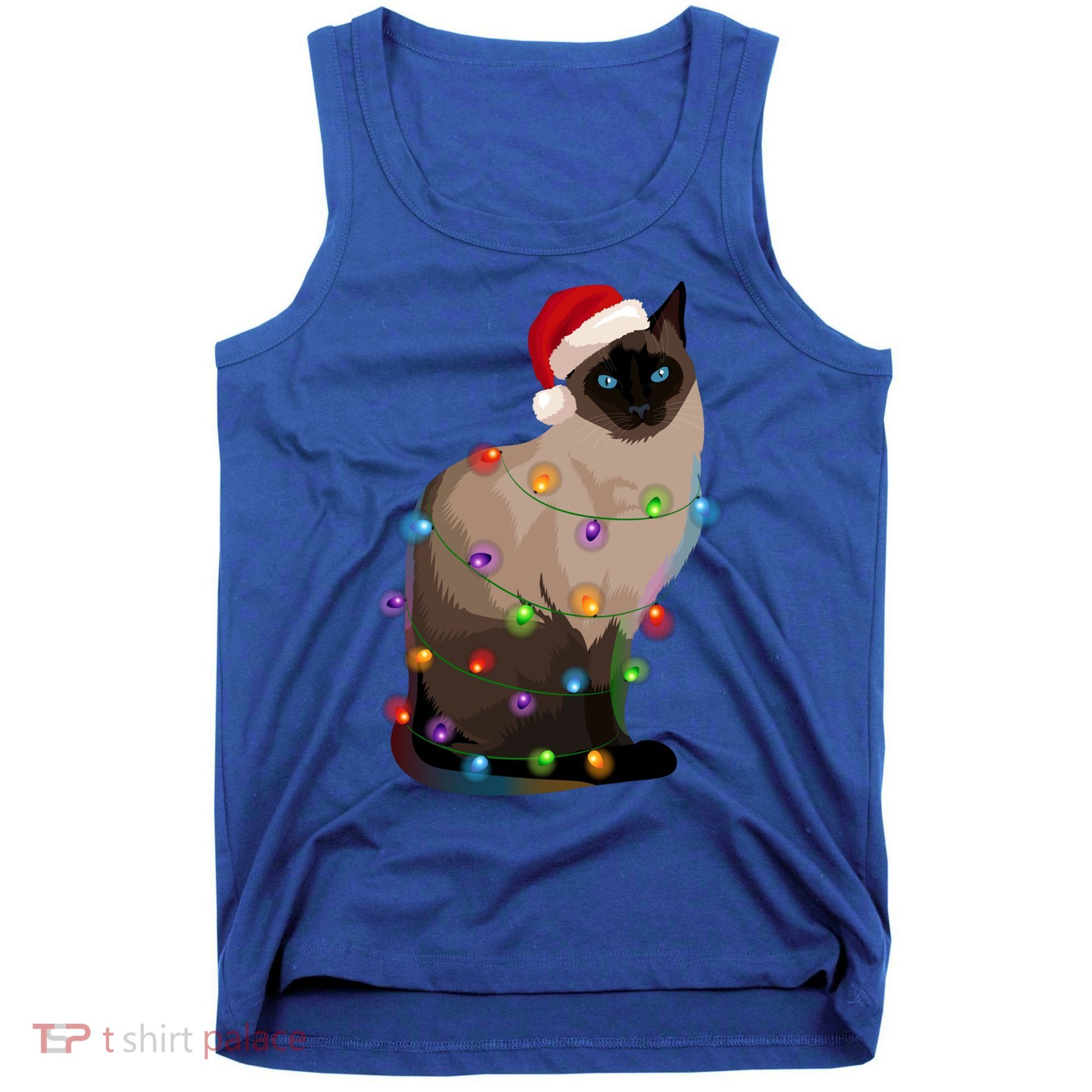 Siamese Cat Christmas Lights Xmas Cat Lover Great Gift Tank Top