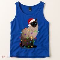 Siamese Cat Christmas Lights Xmas Cat Lover Great Gift Tank Top thumb 2